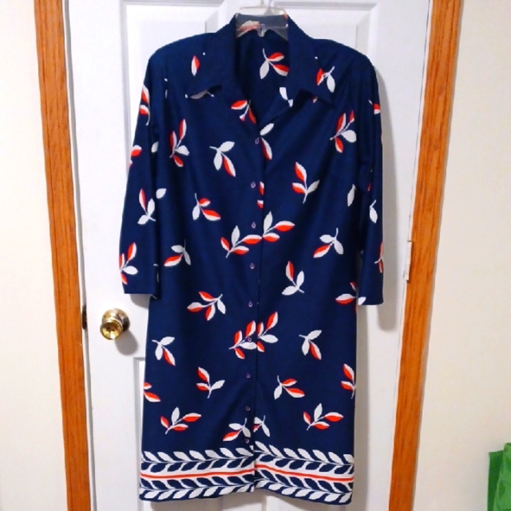 Vintage 1970's Handmade Button Up Dress Sz XL